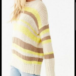 2/$25 Forever 21 Yellow Striped Boat Neck Sweater
